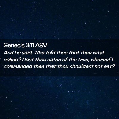Picture 02 - Genesis 3:11 ASV - And he said, Who told thee that thou wast naked? - Bible Verse Picture