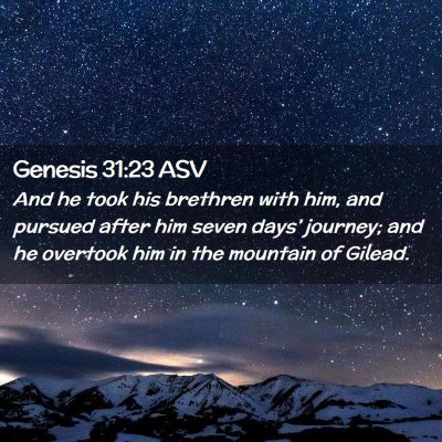 Picture 02 - Genesis 31:23 ASV - And he took his brethren with him, and pursued - Bible Verse Picture