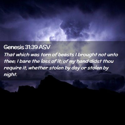 Picture 02 - Genesis 31:39 ASV - That which was torn of beasts I brought not unto - Bible Verse Picture