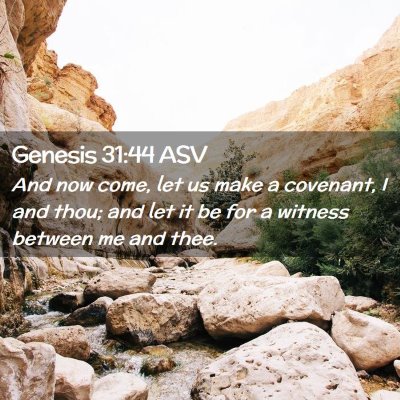 Picture 02 - Genesis 31:44 ASV - And now come, let us make a covenant, I and thou; - Bible Verse Picture