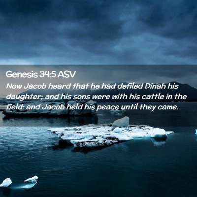 Picture 02 - Genesis 34:5 ASV - Now Jacob heard that he had defiled Dinah his - Bible Verse Picture