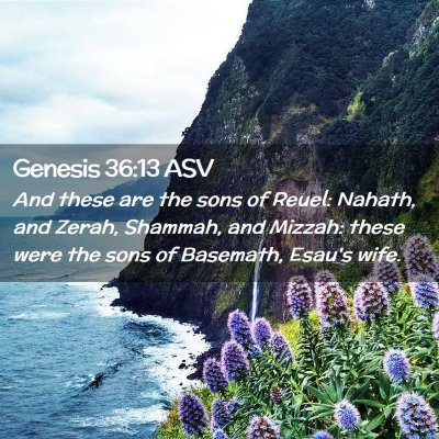 Picture 02 - Genesis 36:13 ASV - And these are the sons of Reuel: Nahath, and - Bible Verse Picture