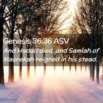 Picture 02 - Genesis 36:36 ASV - And Hadad died, and Samlah of Masrekah reigned in - Bible Verse Picture