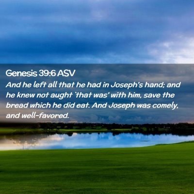 Picture 02 - Genesis 39:6 ASV - And he left all that he had in Joseph's hand; and - Bible Verse Picture