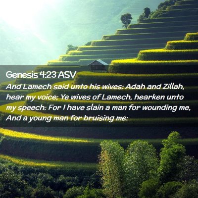 Picture 02 - Genesis 4:23 ASV - And Lamech said unto his wives: Adah and Zillah, - Bible Verse Picture