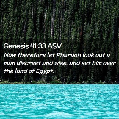 Picture 02 - Genesis 41:33 ASV - Now therefore let Pharaoh look out a man discreet - Bible Verse Picture