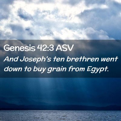 Picture 02 - Genesis 42:3 ASV - And Joseph's ten brethren went down to buy grain - Bible Verse Picture