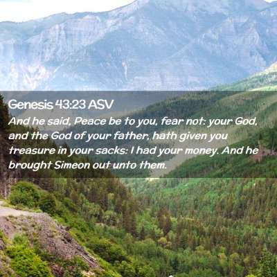 Picture 02 - Genesis 43:23 ASV - And he said, Peace be to you, fear not: your God, - Bible Verse Picture