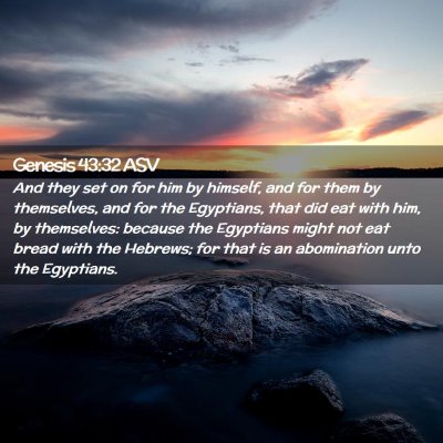 Picture 02 - Genesis 43:32 ASV - And they set on for him by himself, and for them - Bible Verse Picture
