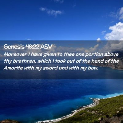 Picture 02 - Genesis 48:22 ASV - Moreover I have given to thee one portion above - Bible Verse Picture