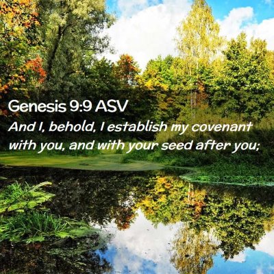 Picture 02 - Genesis 9:9 ASV - And I, behold, I establish my covenant with you, - Bible Verse Picture