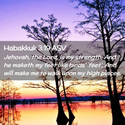 Picture 02 - Habakkuk 3:19 ASV - Jehovah, the Lord, is my strength; And he maketh - Bible Verse Picture