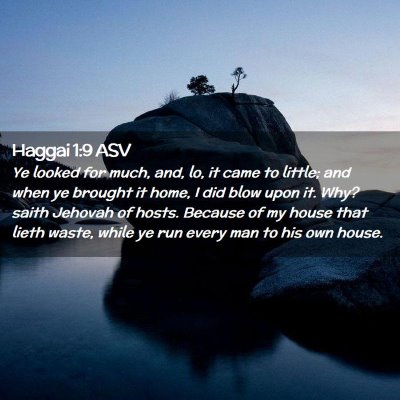 Picture 02 - Haggai 1:9 ASV - Ye looked for much, and, lo, it came to little; - Bible Verse Picture