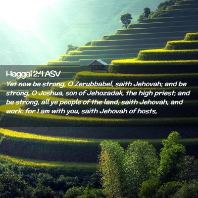 Picture 02 - Haggai 2:4 ASV - Yet now be strong, O Zerubbabel, saith Jehovah; - Bible Verse Picture