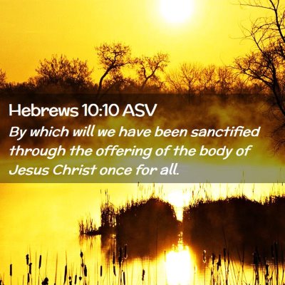 Picture 02 - Hebrews 10:10 ASV - By which will we have been sanctified through the - Bible Verse Picture
