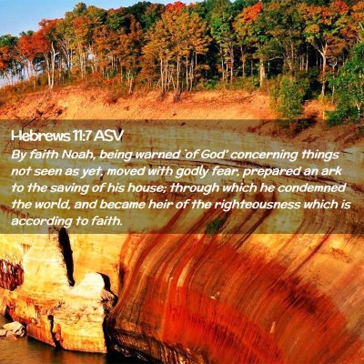 Picture 02 - Hebrews 11:7 ASV - By faith Noah, being warned `of God' concerning - Bible Verse Picture