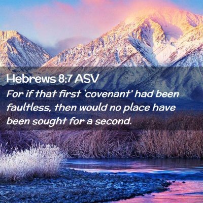 Picture 02 - Hebrews 8:7 ASV - For if that first `covenant' had been faultless, - Bible Verse Picture