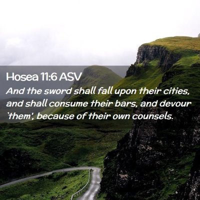 Picture 02 - Hosea 11:6 ASV - And the sword shall fall upon their cities, and - Bible Verse Picture