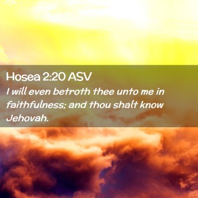 Picture 02 - Hosea 2:20 ASV - I will even betroth thee unto me in faithfulness; - Bible Verse Picture