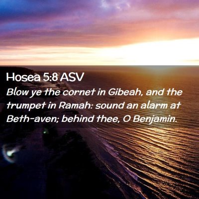 Picture 02 - Hosea 5:8 ASV - Blow ye the cornet in Gibeah, and the trumpet in - Bible Verse Picture