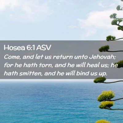 Picture 02 - Hosea 6:1 ASV - Come, and let us return unto Jehovah; for he hath - Bible Verse Picture