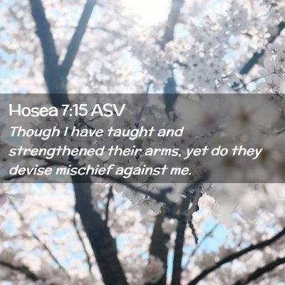 Picture 02 - Hosea 7:15 ASV - Though I have taught and strengthened their arms, - Bible Verse Picture