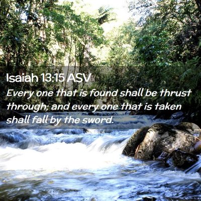 Picture 02 - Isaiah 13:15 ASV - Every one that is found shall be thrust through; - Bible Verse Picture