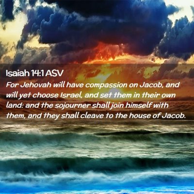 Picture 02 - Isaiah 14:1 ASV - For Jehovah will have compassion on Jacob, and - Bible Verse Picture