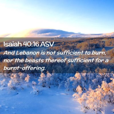 Picture 02 - Isaiah 40:16 ASV - And Lebanon is not sufficient to burn, nor the - Bible Verse Picture