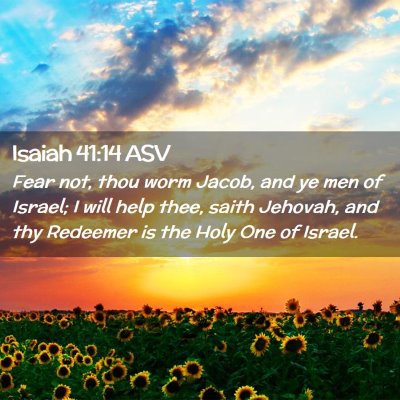Picture 02 - Isaiah 41:14 ASV - Fear not, thou worm Jacob, and ye men of Israel; - Bible Verse Picture