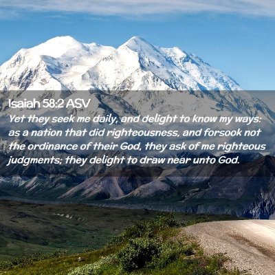 Picture 02 - Isaiah 58:2 ASV - Yet they seek me daily, and delight to know my - Bible Verse Picture