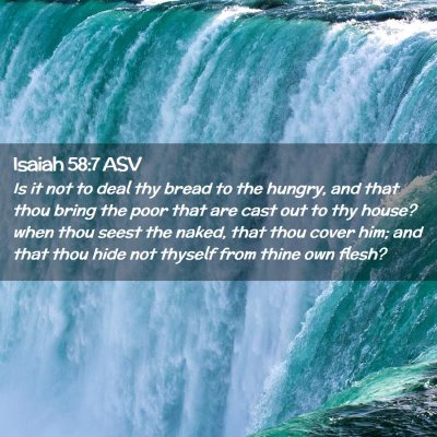 Picture 02 - Isaiah 58:7 ASV - Is it not to deal thy bread to the hungry, and - Bible Verse Picture