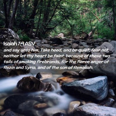 Picture 02 - Isaiah 7:4 ASV - and say unto him, Take heed, and be quiet; fear - Bible Verse Picture