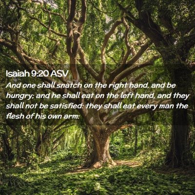 Picture 02 - Isaiah 9:20 ASV - And one shall snatch on the right hand, and be - Bible Verse Picture