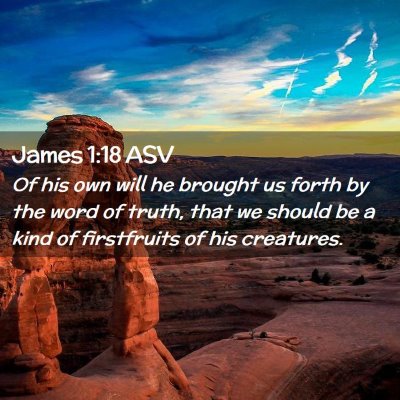 Picture 02 - James 1:18 ASV - Of his own will he brought us forth by the word - Bible Verse Picture