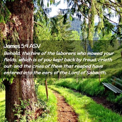 Picture 02 - James 5:4 ASV - Behold, the hire of the laborers who mowed your - Bible Verse Picture