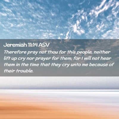 Picture 02 - Jeremiah 11:14 ASV - Therefore pray not thou for this people, neither - Bible Verse Picture