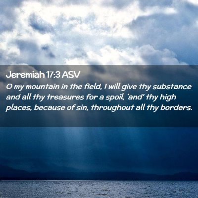 Picture 02 - Jeremiah 17:3 ASV - O my mountain in the field, I will give thy - Bible Verse Picture