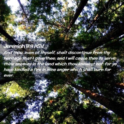 Picture 02 - Jeremiah 17:4 ASV - And thou, even of thyself, shalt discontinue from - Bible Verse Picture