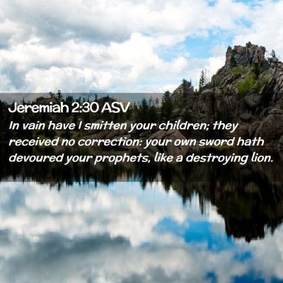 Picture 02 - Jeremiah 2:30 ASV - In vain have I smitten your children; they - Bible Verse Picture