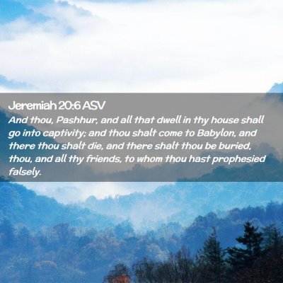 Picture 02 - Jeremiah 20:6 ASV - And thou, Pashhur, and all that dwell in thy - Bible Verse Picture