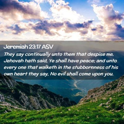 Picture 02 - Jeremiah 23:17 ASV - They say continually unto them that despise me, - Bible Verse Picture