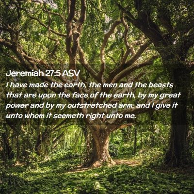 Picture 02 - Jeremiah 27:5 ASV - I have made the earth, the men and the beasts - Bible Verse Picture