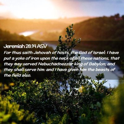 Picture 02 - Jeremiah 28:14 ASV - For thus saith Jehovah of hosts, the God of - Bible Verse Picture