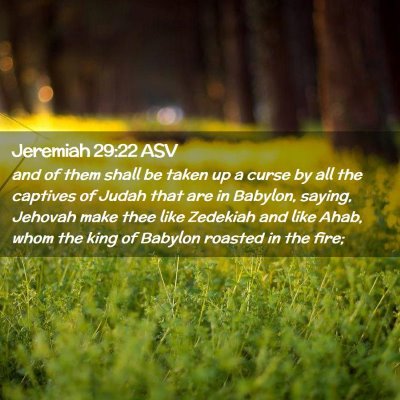 Picture 02 - Jeremiah 29:22 ASV - and of them shall be taken up a curse by all the - Bible Verse Picture