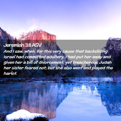 Picture 02 - Jeremiah 3:8 ASV - And I saw, when, for this very cause that - Bible Verse Picture