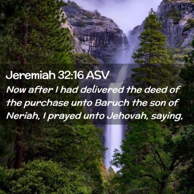 Picture 02 - Jeremiah 32:16 ASV - Now after I had delivered the deed of the - Bible Verse Picture