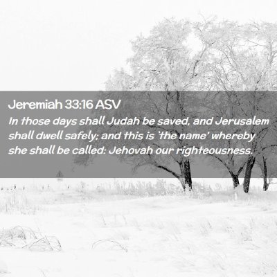 Picture 02 - Jeremiah 33:16 ASV - In those days shall Judah be saved, and Jerusalem - Bible Verse Picture