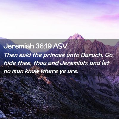 Picture 02 - Jeremiah 36:19 ASV - Then said the princes unto Baruch, Go, hide thee, - Bible Verse Picture