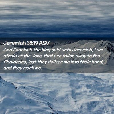 Picture 02 - Jeremiah 38:19 ASV - And Zedekiah the king said unto Jeremiah, I am - Bible Verse Picture